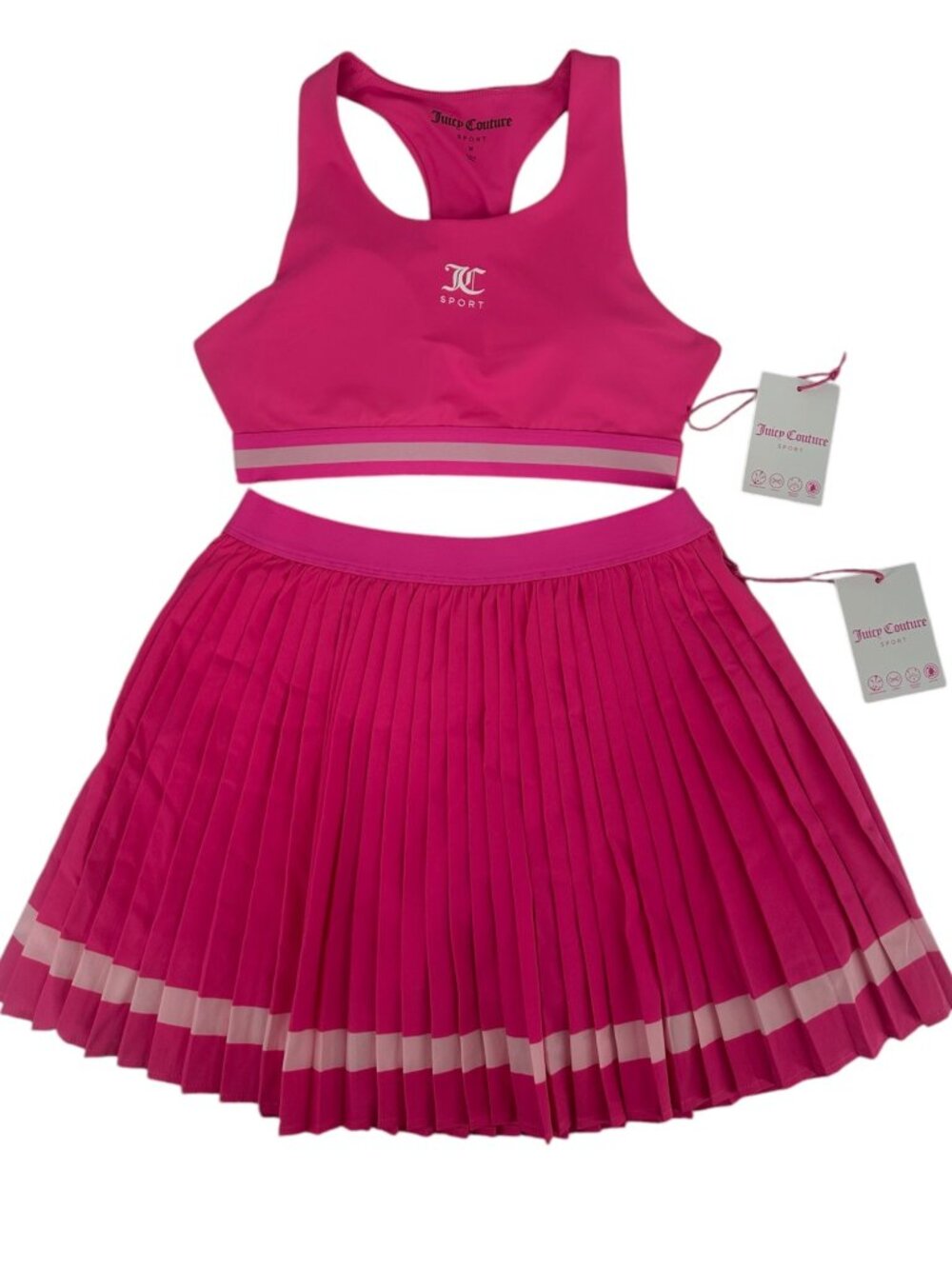 Juicy Couture Sport Women’s Tennis Set Medium Pink Y2K Pleated Skort Set NWT